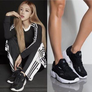 Adidas Sneakers falcon size 7 fit 7.5 black white dad shoe chunky sole